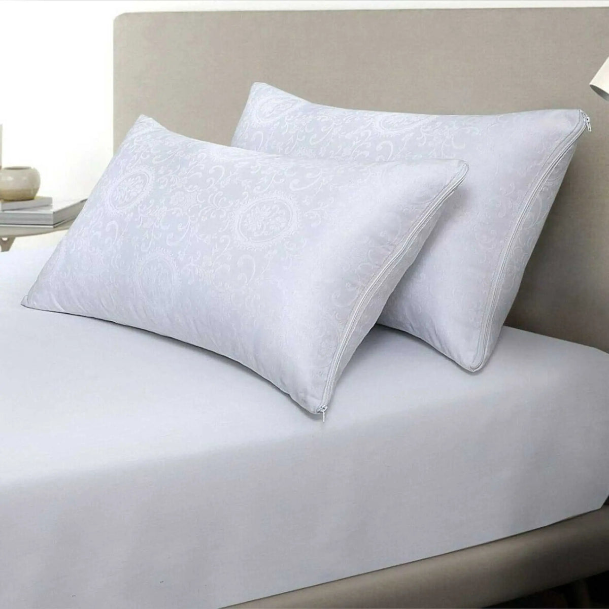 Jacquard PolyCotton Zipped Pillow Covers - Beach Stone