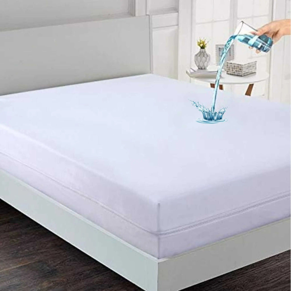 Premium Poly Cotton Waterproof Zippered Mattress Protector - Beach Stone