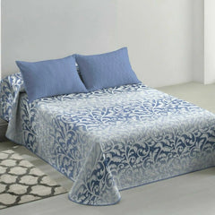 Luxury Reversible Floral Pattern Bedspread - Beach Stone