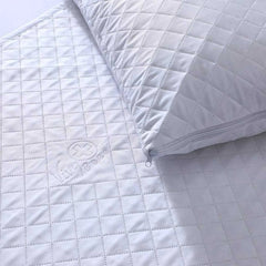 Quilted Protectors Bed Pillows Cover White Pillow Cases Zipped | Anti Allergic | Breathable | Rustle Free | Anti-Dust Mite Pillowcase with Zipper Closure (50x75cm) - Beach Stone