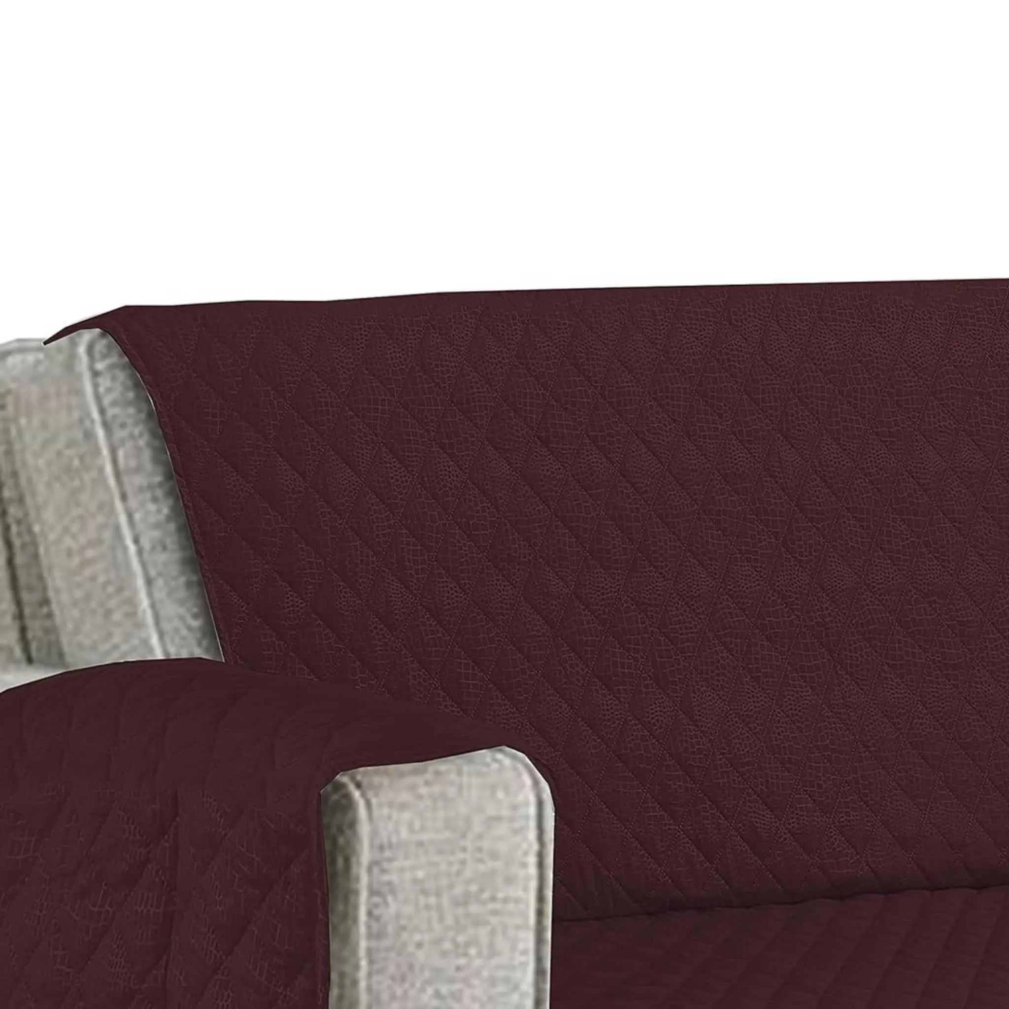 Quilted Diamond Pattern Sofa Cover Fit with Elastic Strap - Beach Stone