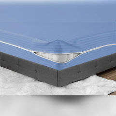 Premium Quality Satin Stripe Zippered Mattress Protector - Beach Stone