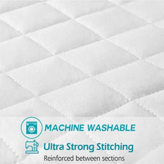 Luxury Quilted Mattress Protector Fitted Mattress Cover 30CM Deep With Stripes (137x190cm) Anti Allergic Mattress Topper Soft Mattress Pad White (Double (137x190)) - Beach Stone