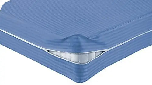 Premium Quality Satin Stripe Zippered Mattress Protector - Beach Stone