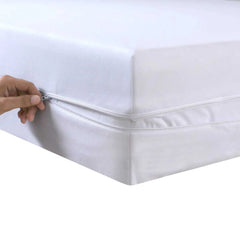 Premium Poly Cotton Waterproof Zippered Mattress Protector - Beach Stone