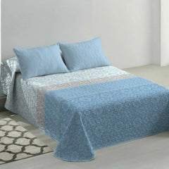 Luxury Reversible Floral Pattern Bedspread - Beach Stone