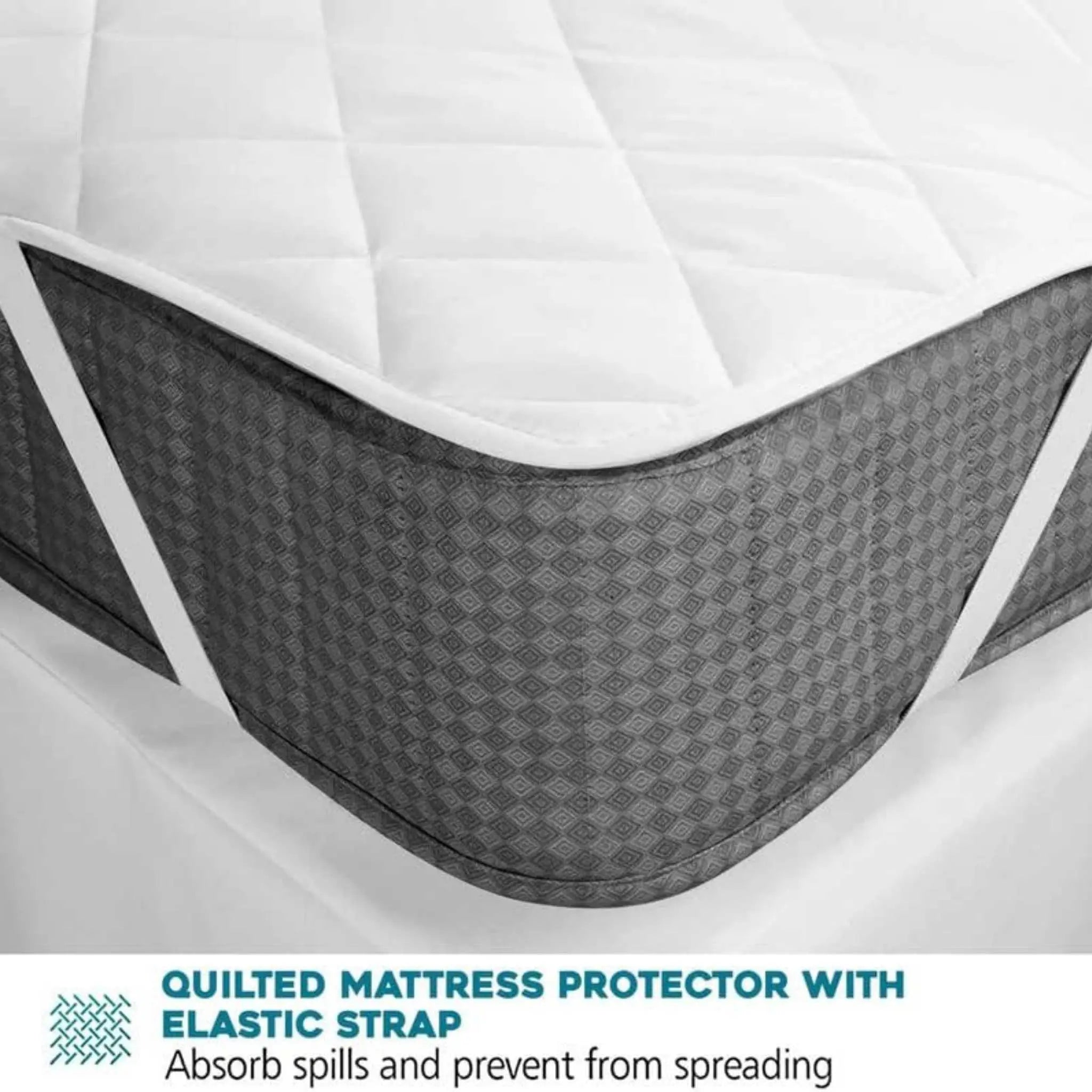 Luxury Quilted Mattress Protector Fitted Mattress Cover 30CM Deep With Stripes (137x190cm) Anti Allergic Mattress Topper Soft Mattress Pad White (Double (137x190)) - Beach Stone