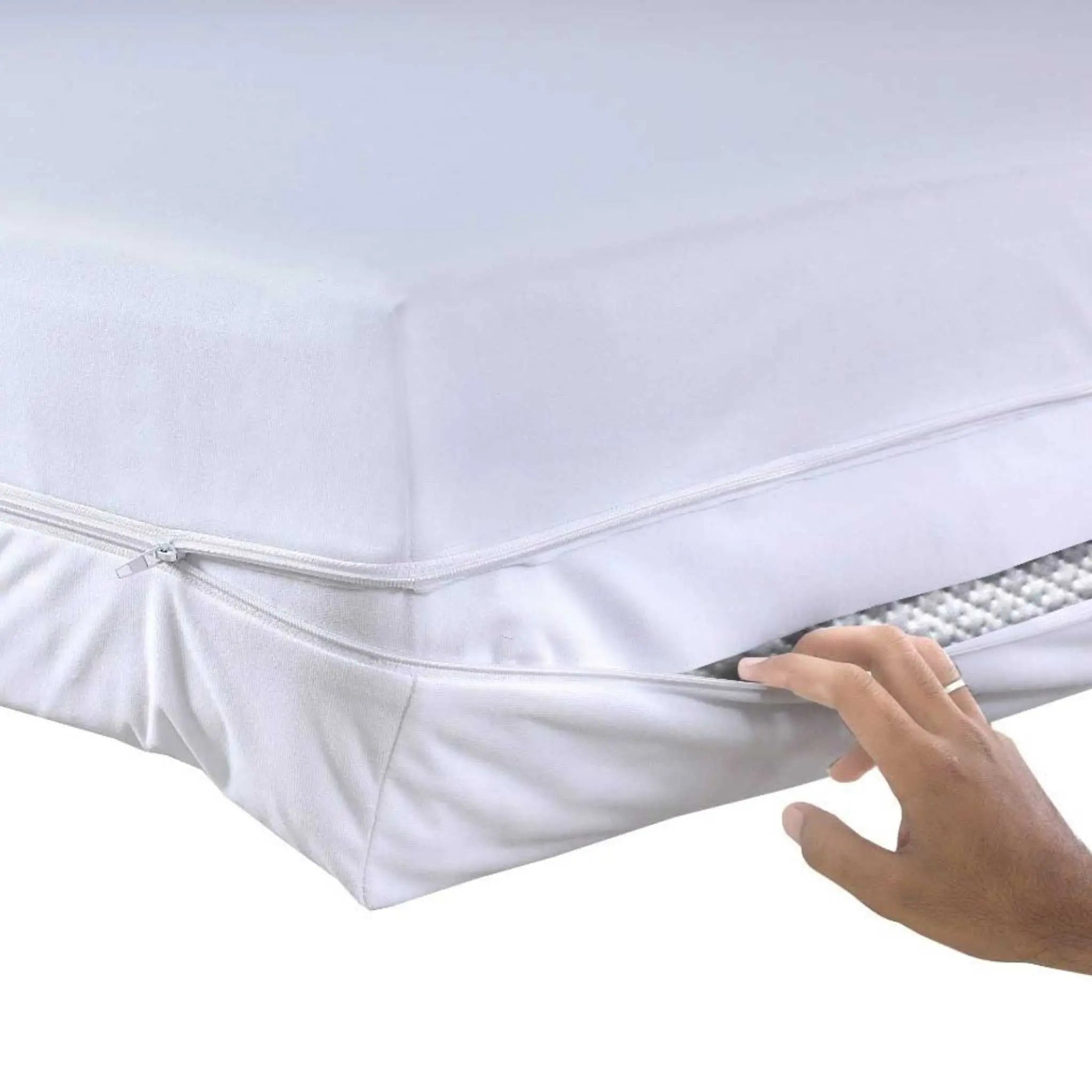 Premium Poly Cotton Waterproof Zippered Mattress Protector - Beach Stone