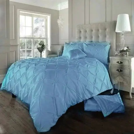 Pintuck Pleated Alexander Alford Duvet Quilt Cover Set Bedding With Pillowcase - Beach Stone