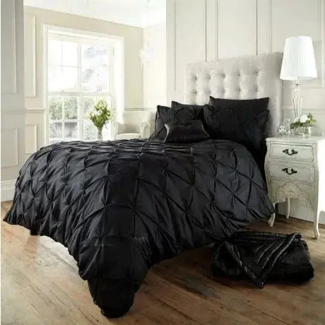 Pintuck Pleated Alexander Alford Duvet Quilt Cover Set Bedding With Pillowcase - Beach Stone