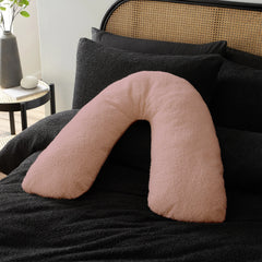 V Shaped Teddy Fleece Pillow Cover - Beach Stone