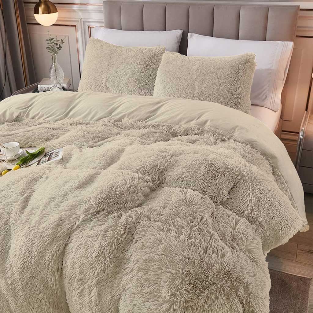 Teddy Cuddles Hug & Snug Duvet Cover Bedding Set With Pillowcase Cosy & Warm - Beach Stone