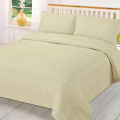 Plain Dyed Polycotton Quilt Duvet cover with Pillow Case Bedding Set - Beach Stone