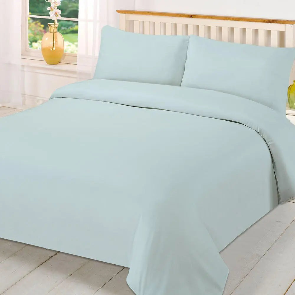 Plain Dyed Polycotton Quilt Duvet cover with Pillow Case Bedding Set - Beach Stone