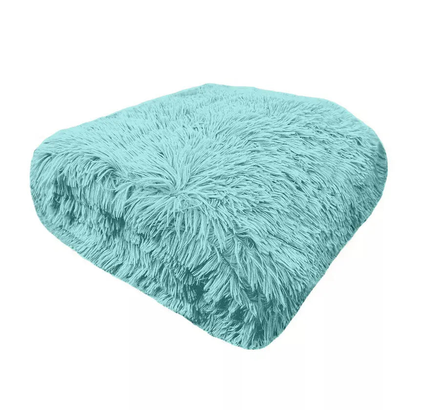 Luxury Hug & Snug Fluffy Fur Teddy Cuddles Throw Blanket Sofa Bed Warm & Cosy - Beach Stone