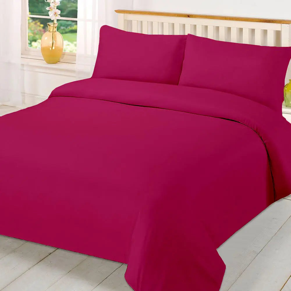 Plain Dyed Polycotton Quilt Duvet cover with Pillow Case Bedding Set - Beach Stone