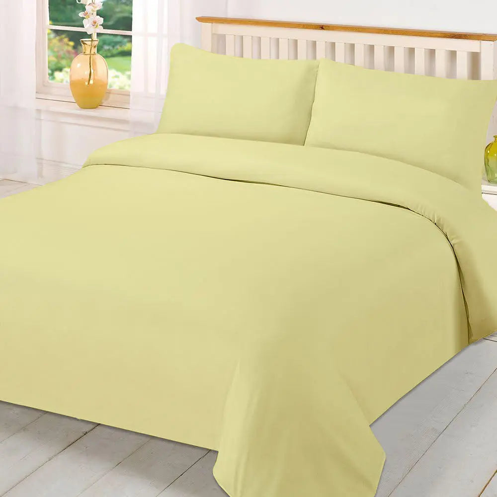 Plain Dyed Polycotton Quilt Duvet cover with Pillow Case Bedding Set - Beach Stone