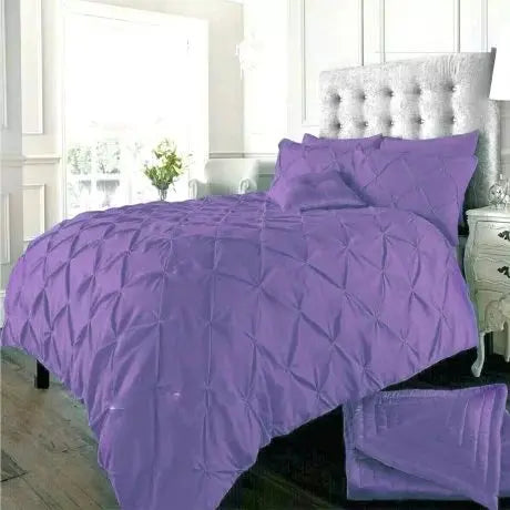 Pintuck Pleated Alexander Alford Duvet Quilt Cover Set Bedding With Pillowcase - Beach Stone