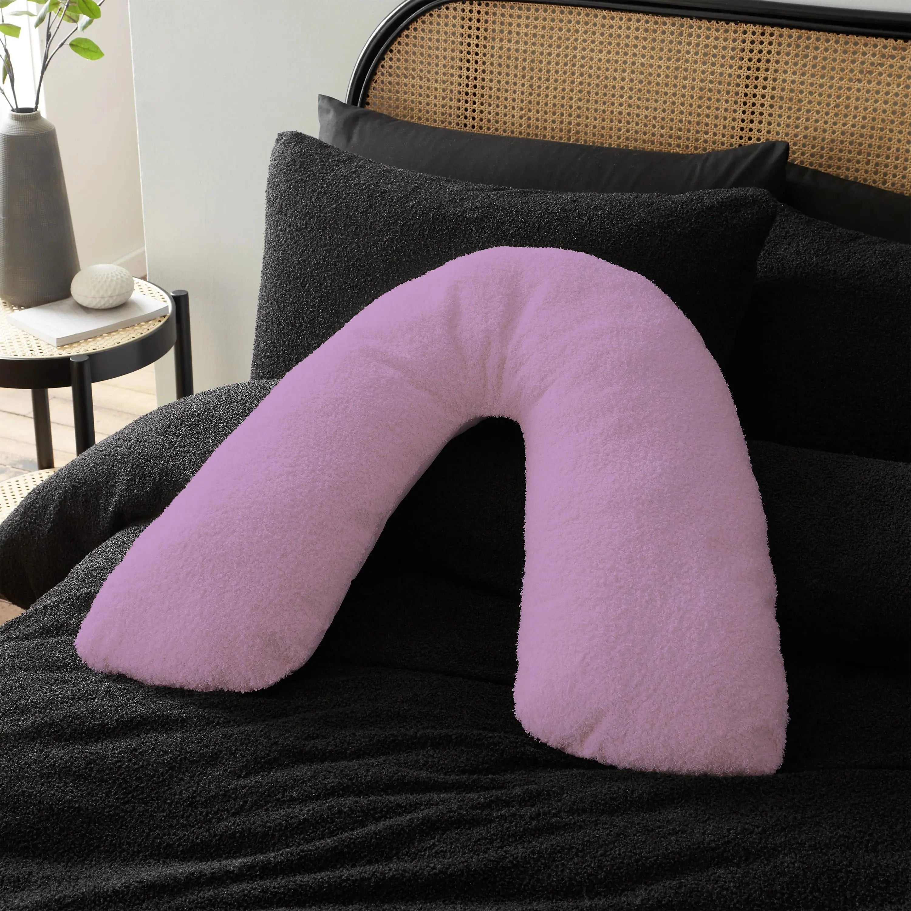 V Shaped Teddy Fleece Pillow Cover - Beach Stone