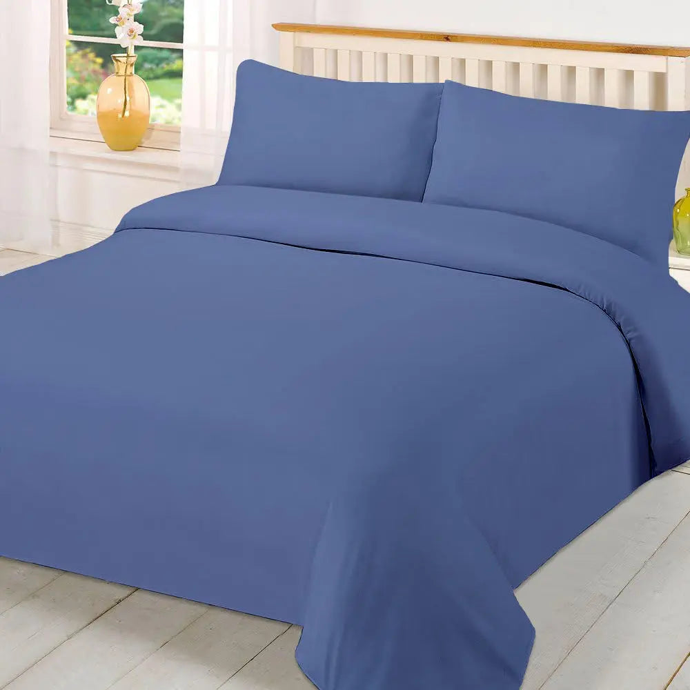 Plain Dyed Polycotton Quilt Duvet cover with Pillow Case Bedding Set - Beach Stone