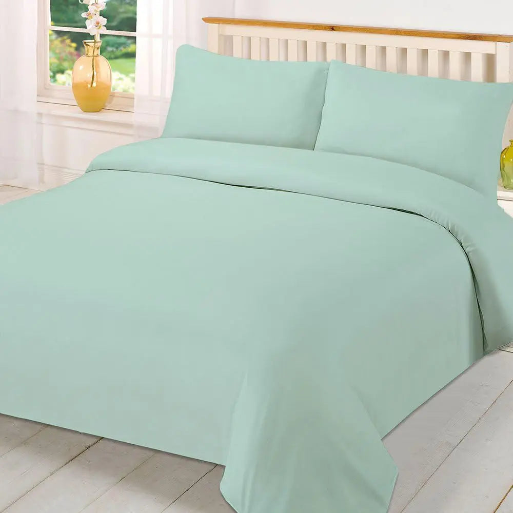 Plain Dyed Polycotton Quilt Duvet cover with Pillow Case Bedding Set - Beach Stone