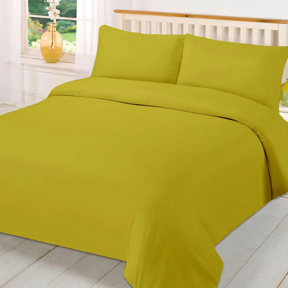 Plain Dyed Polycotton Quilt Duvet cover with Pillow Case Bedding Set - Beach Stone