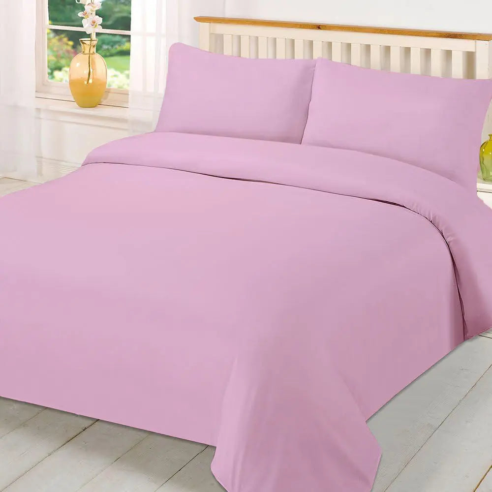 Plain Dyed Polycotton Quilt Duvet cover with Pillow Case Bedding Set - Beach Stone