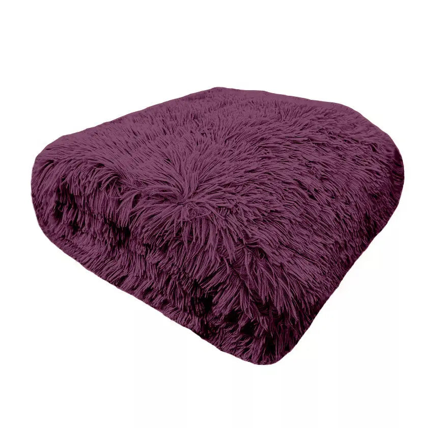 Luxury Hug & Snug Fluffy Fur Teddy Cuddles Throw Blanket Sofa Bed Warm & Cosy - Beach Stone