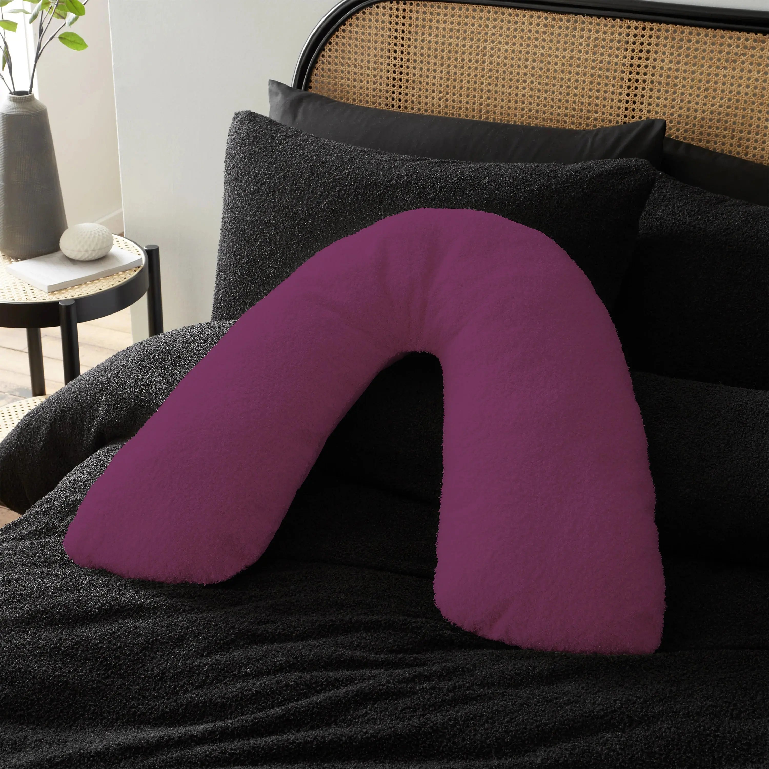 V Shaped Teddy Fleece Pillow Cover - Beach Stone