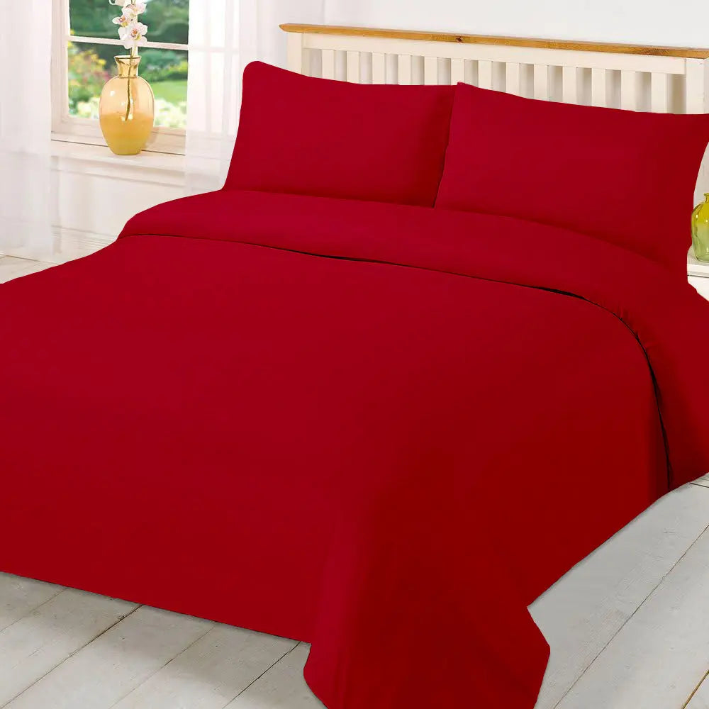 Plain Dyed Polycotton Quilt Duvet cover with Pillow Case Bedding Set - Beach Stone