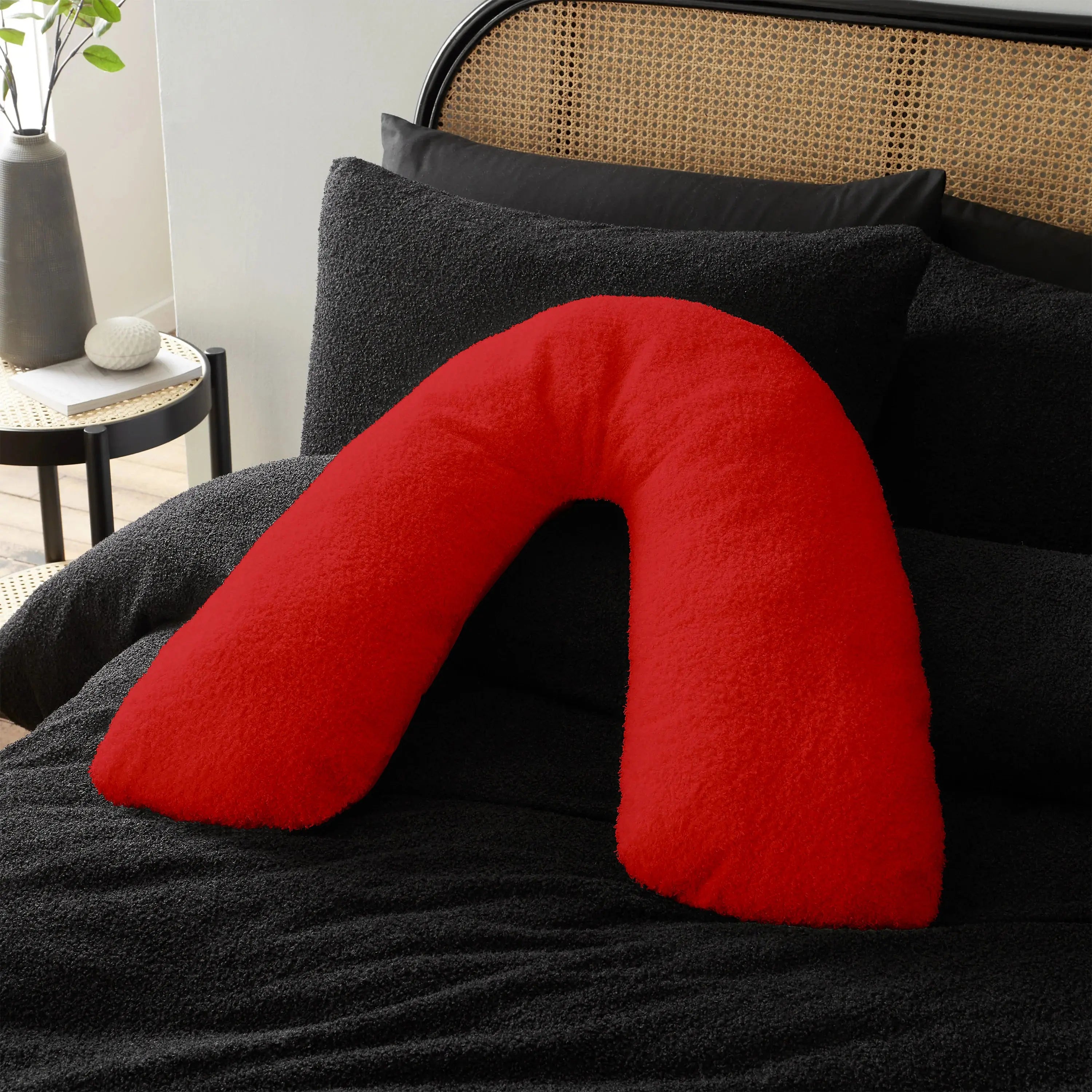 V Shaped Teddy Fleece Pillow Cover - Beach Stone