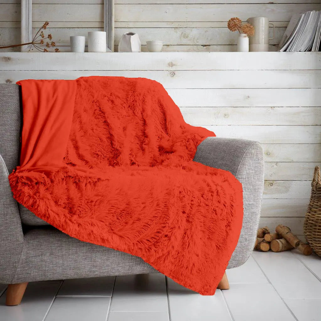 Luxury Hug & Snug Fluffy Fur Teddy Cuddles Throw Blanket Sofa Bed Warm & Cosy - Beach Stone