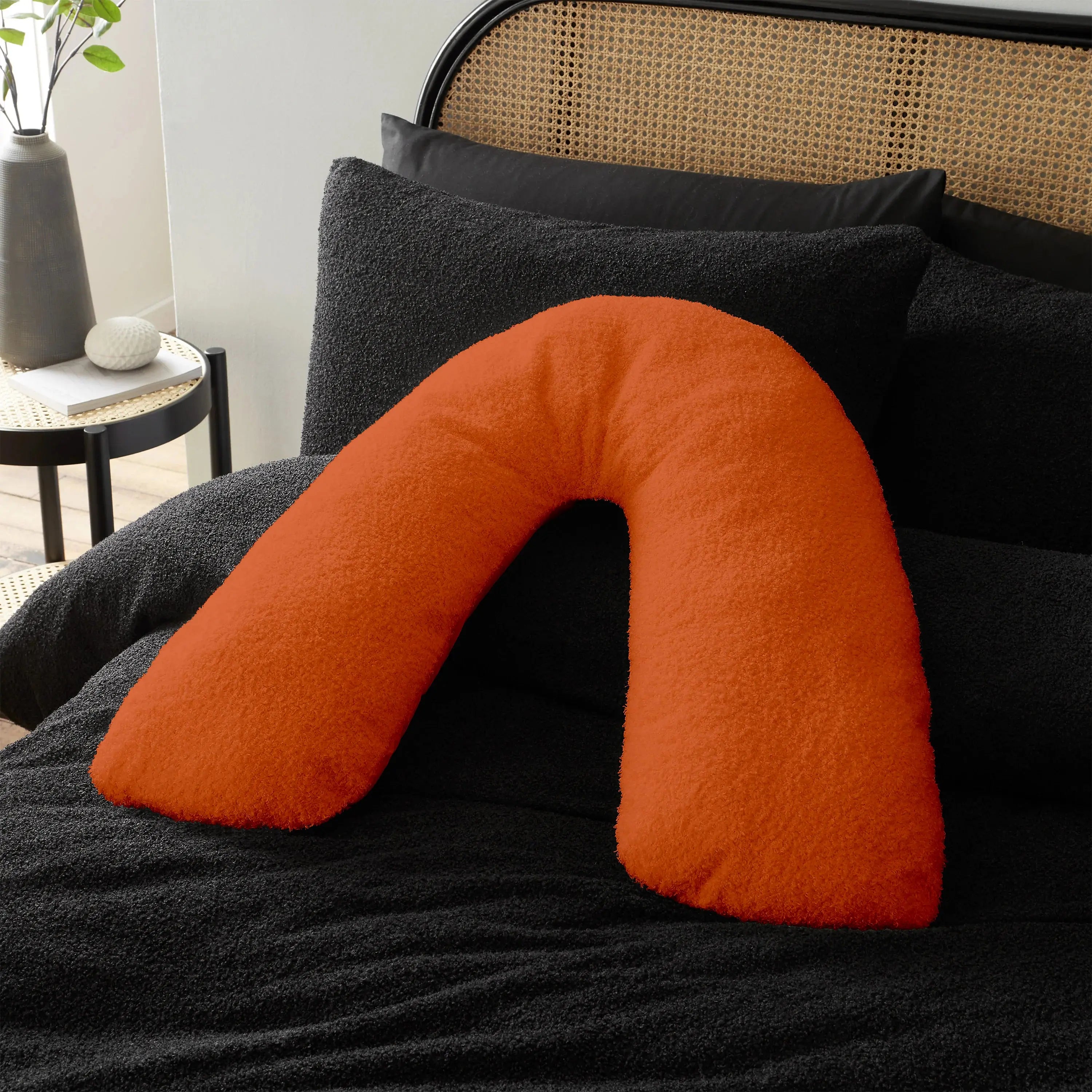 V Shaped Teddy Fleece Pillow Cover - Beach Stone