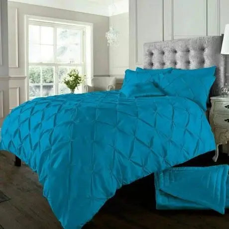 Pintuck Pleated Alexander Alford Duvet Quilt Cover Set Bedding With Pillowcase - Beach Stone