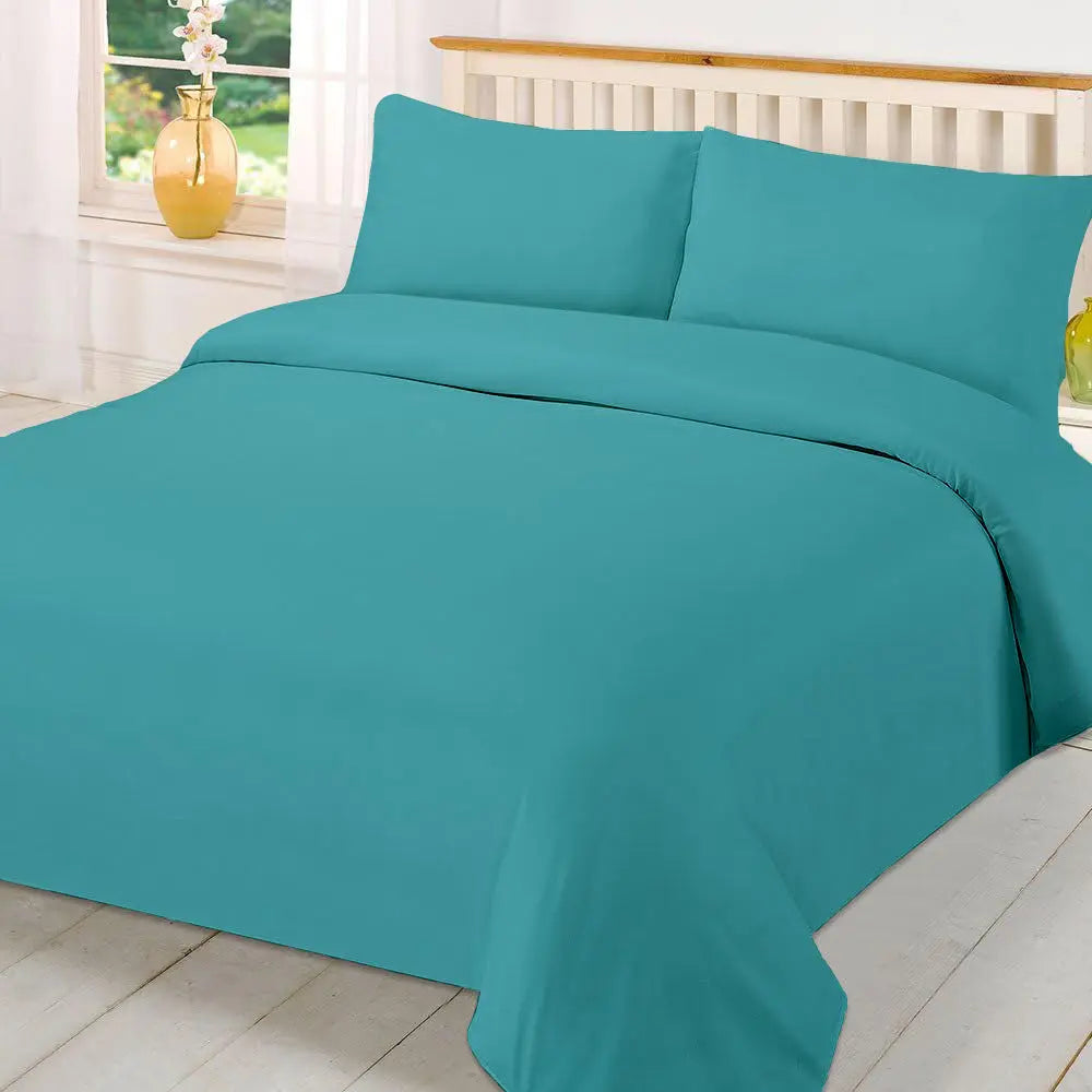 Plain Dyed Polycotton Quilt Duvet cover with Pillow Case Bedding Set - Beach Stone