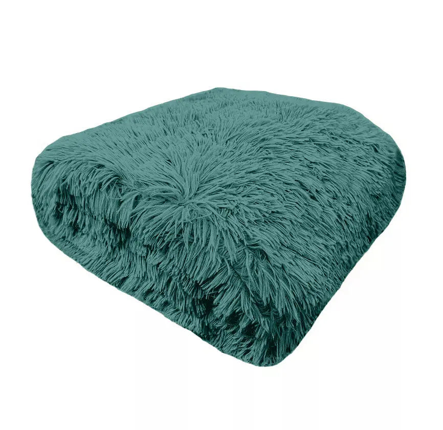 Luxury Hug & Snug Fluffy Fur Teddy Cuddles Throw Blanket Sofa Bed Warm & Cosy - Beach Stone