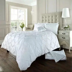 Pintuck Pleated Alexander Alford Duvet Quilt Cover Set Bedding With Pillowcase - Beach Stone