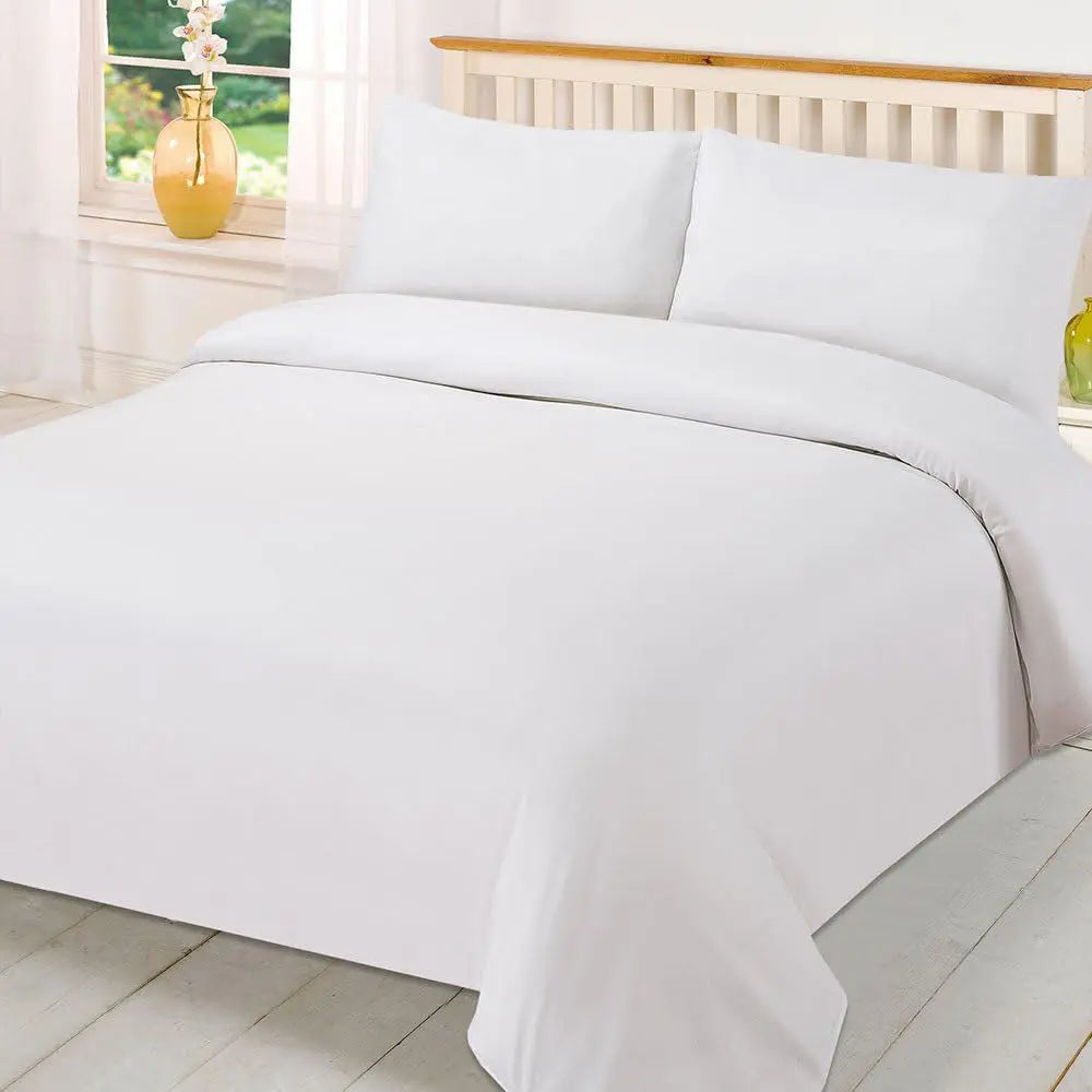 Plain Dyed Polycotton Quilt Duvet cover with Pillow Case Bedding Set - Beach Stone