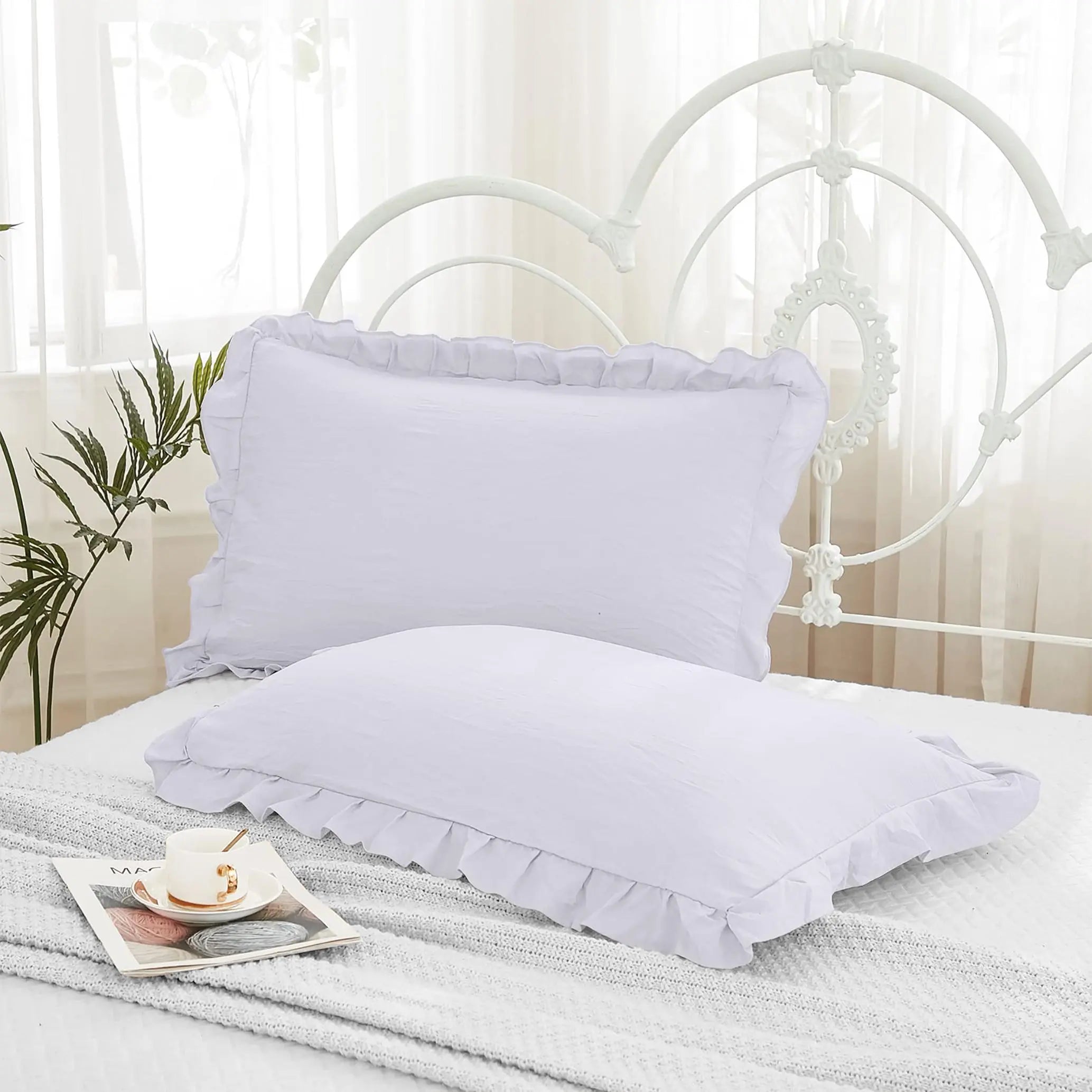 Pleated Ruffles Frill Pillow Case Covers - Beach Stone