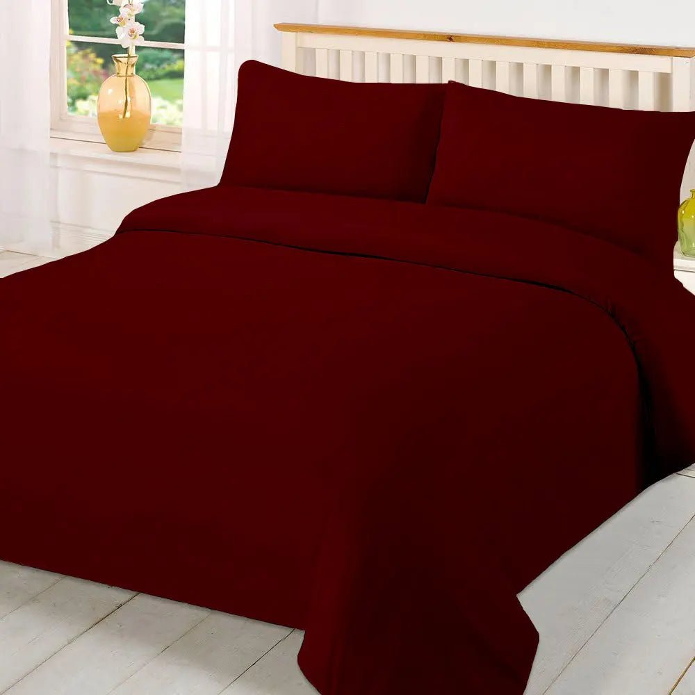 Plain Dyed Polycotton Quilt Duvet cover with Pillow Case Bedding Set - Beach Stone