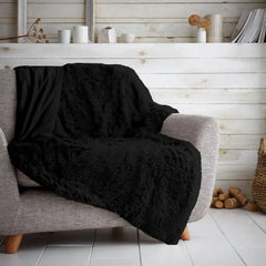 Luxury Hug & Snug Fluffy Fur Teddy Cuddles Throw Blanket Sofa Bed Warm & Cosy - Beach Stone