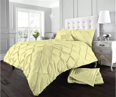 Pintuck Pleated Alexander Alford Duvet Quilt Cover Set Bedding With Pillowcase - Beach Stone