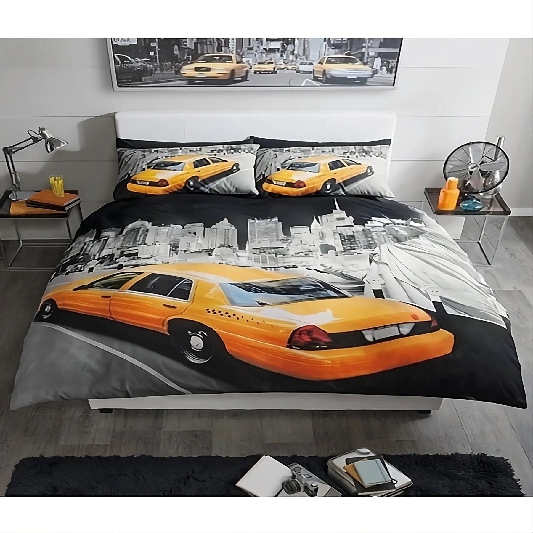 Yellow Taxi New York Bedding Sets Duvet Cover Set, 3-Piece Cover Set - Beach Stone