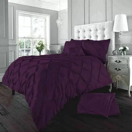 Pintuck Pleated Alexander Alford Duvet Quilt Cover Set Bedding With Pillowcase - Beach Stone