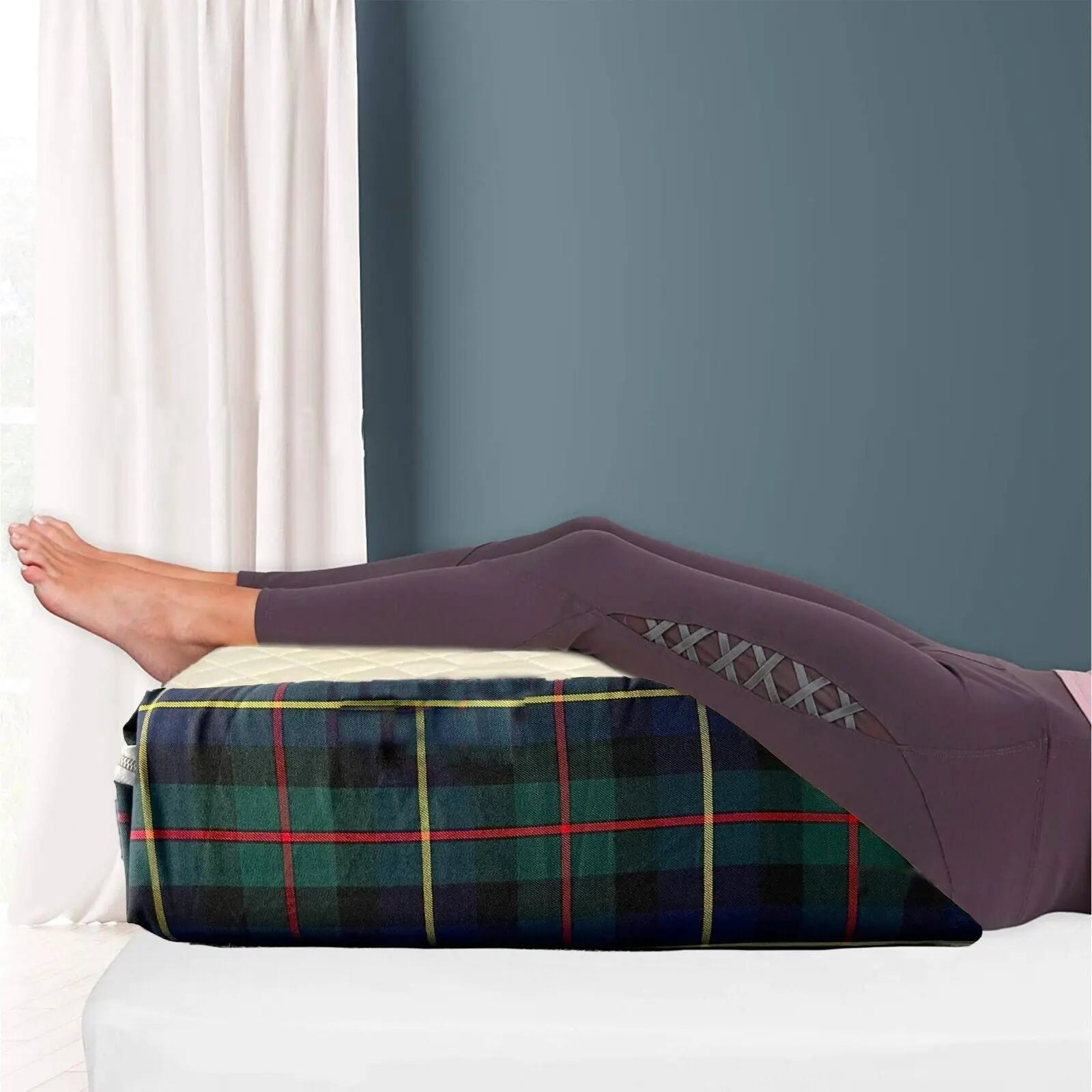 Tartan Designs Leg Pillow Elevating Wedge Foam Rest Pillow Back Hip Knee Support - Beach Stone