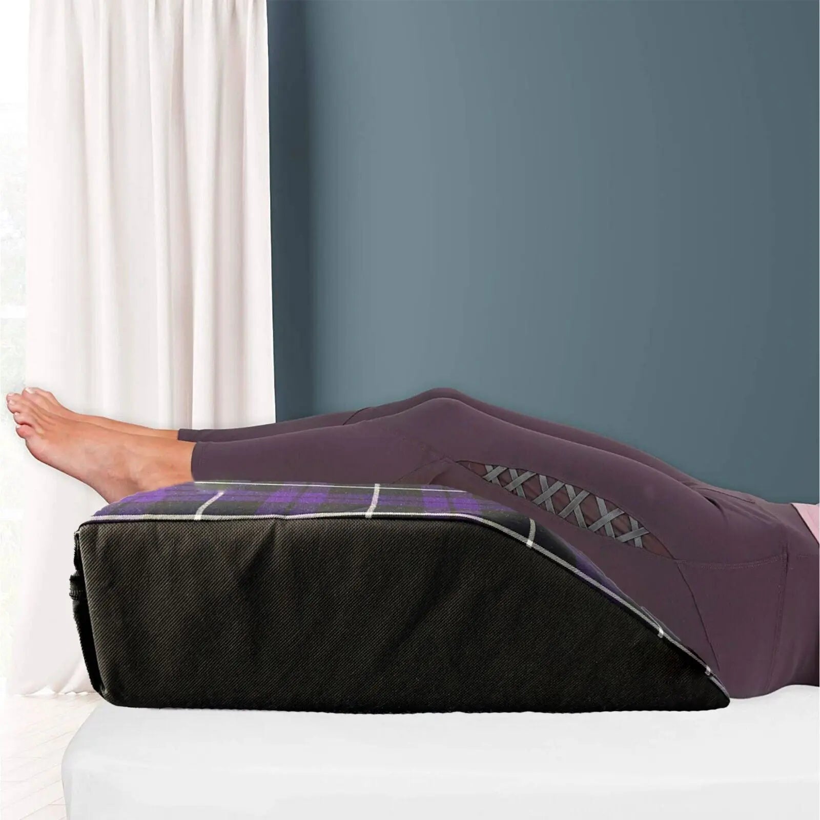 Tartan Designs Leg Pillow Elevating Wedge Foam Rest Pillow Back Hip Knee Support - Beach Stone