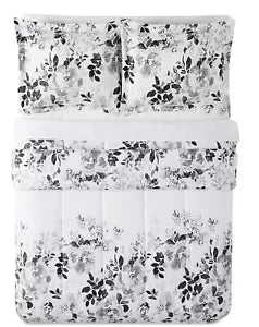 GARDEN FLOWERS FLORAL GREY DUVET SET 3 SIZES